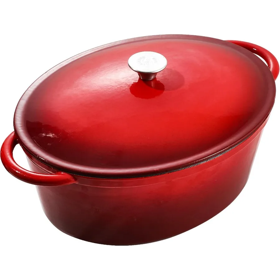 

9.6 QT enamel cast iron dutch oven, red gradient color,cast iron pot (9.6 QT)