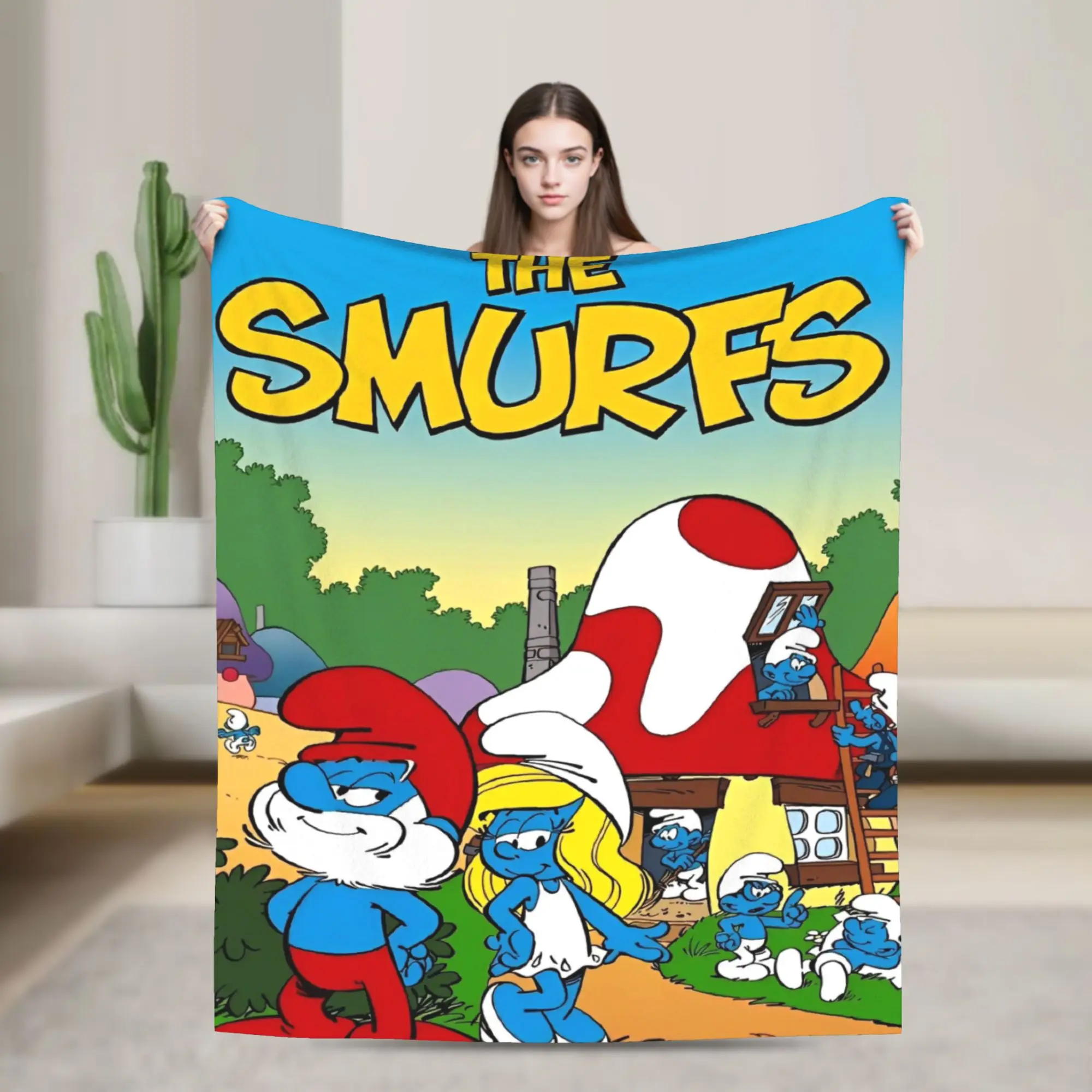 S-Smurfs الكرتون المشجعين أنيمي رمي بطانية للأريكة لينة مريحة بطانية قطيفة 50x60 بوصة أحجام متعددة المفارش #1