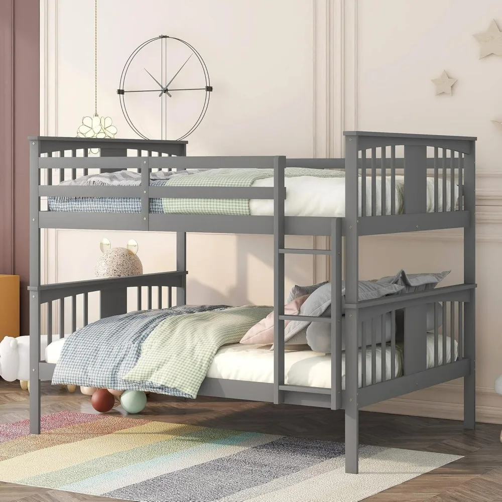 Full Over Full Bunk Beds for Adults,Teens, Kids, Wood Bunk Beds Over Full Size with Ladder, Bunk Beds with High Length