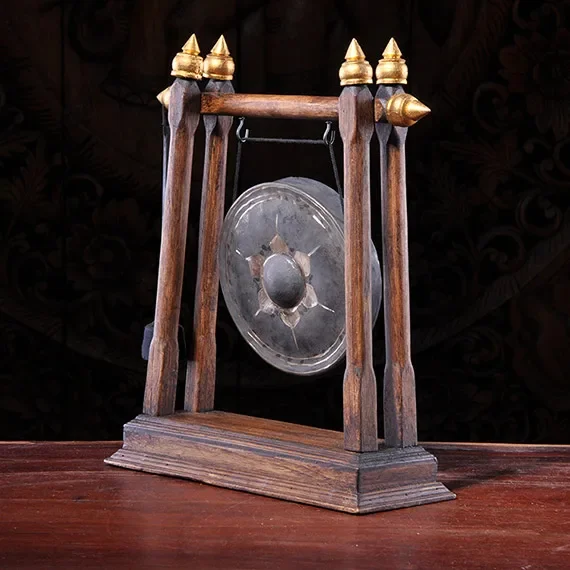 Solid wood wind chimes tabletop ornaments town house lucky longevity gong ornaments home decoration handicrafts ornament gong