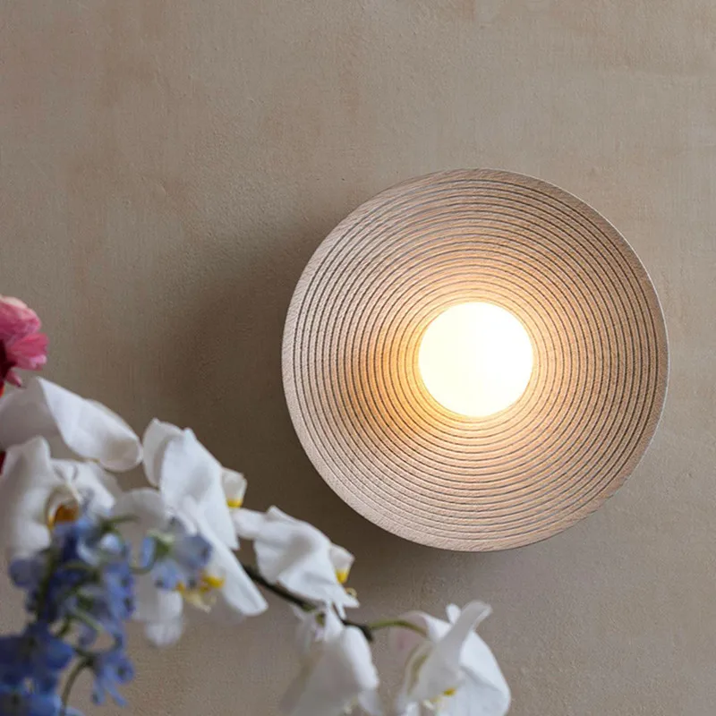 

Annual Ring Wall Lamp glass ball lampshades Wall wooden lamp Bedroom Indoor Living Room Lamp Home Decoration farmhouse lighting