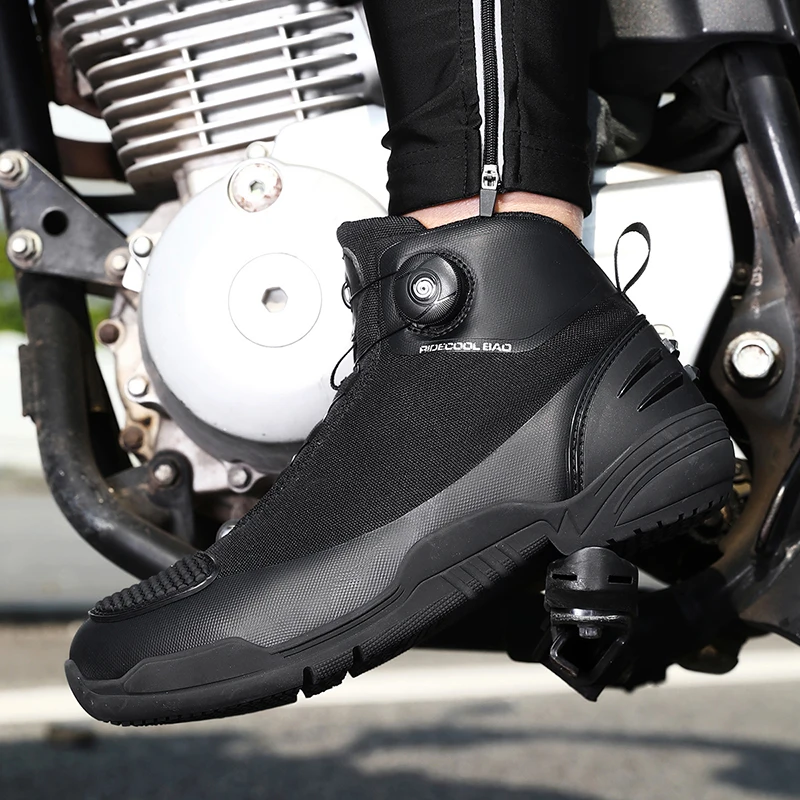 

Men 2026 New Motorcycle Boots Leather Motos Breathable Anti Slip Wear-resistant Riders Boots Motorbike Racing Ankle Length Shoes