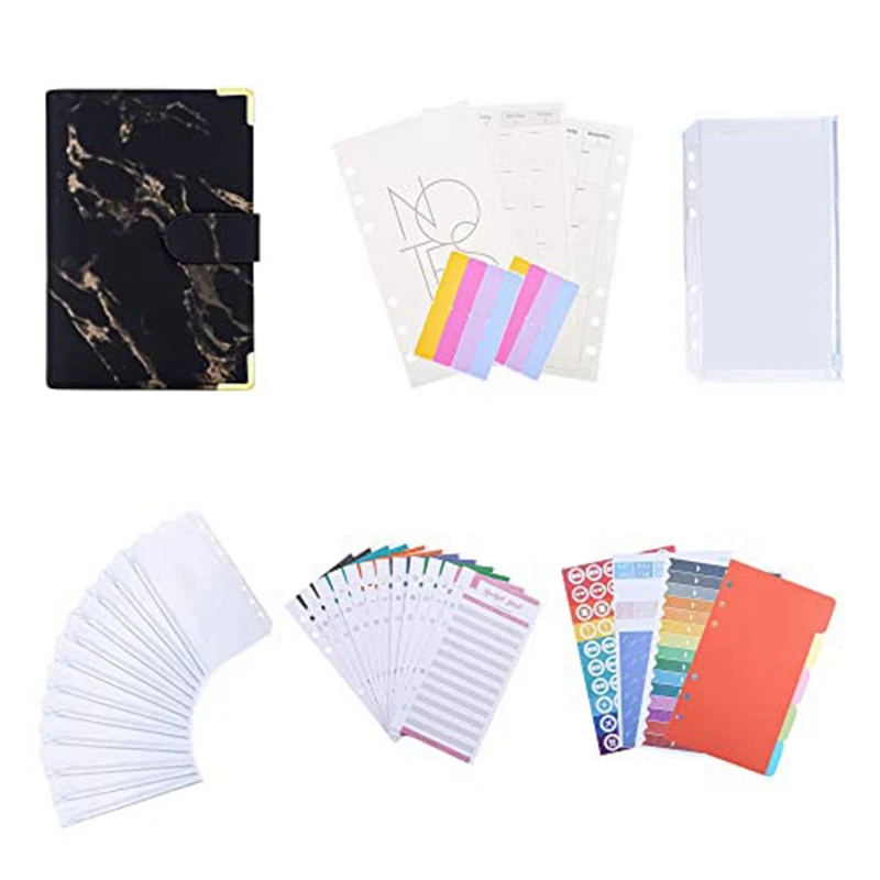 49Pc Budget Binder, Marble Print PU Binder Budget Planner Organizer With Envelopes,Expense Budget Sheets,For Budgeting