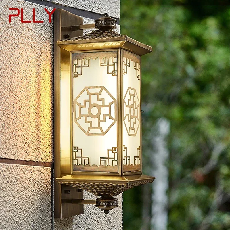 PLLY Contemporary Solar Brass Outdoor Wall Lamps Simplicity Waterproof Creative Balcony Hallway Courtyard Villa Gate Hotel