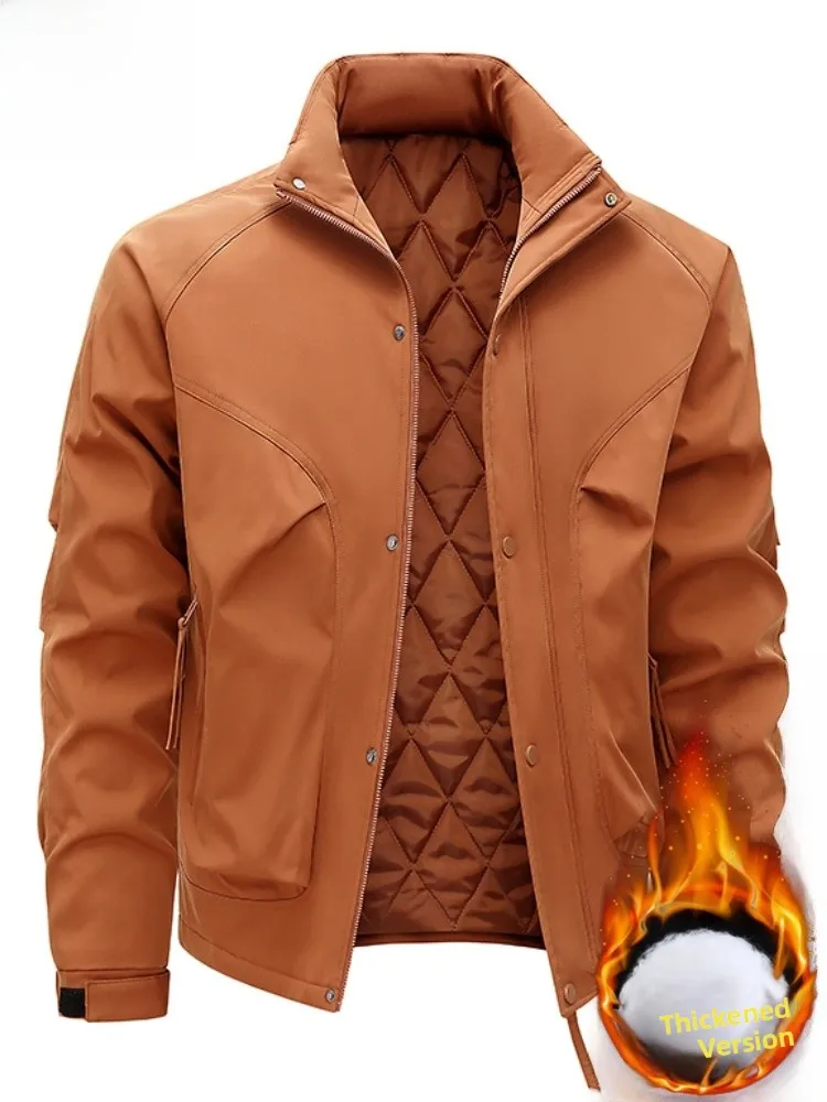 

Paul Men's Cotton Jaet Thiened Loose Autumn Winter Faion Warm Windproof Workwear Coat Stand Fit Casual Sle Polyest...