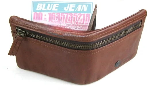 hong-kong-tough-youth-brown-genuine-leather-horizontal-short-men's-wallet-business-cowhide-zipper-wallet-leather-goods