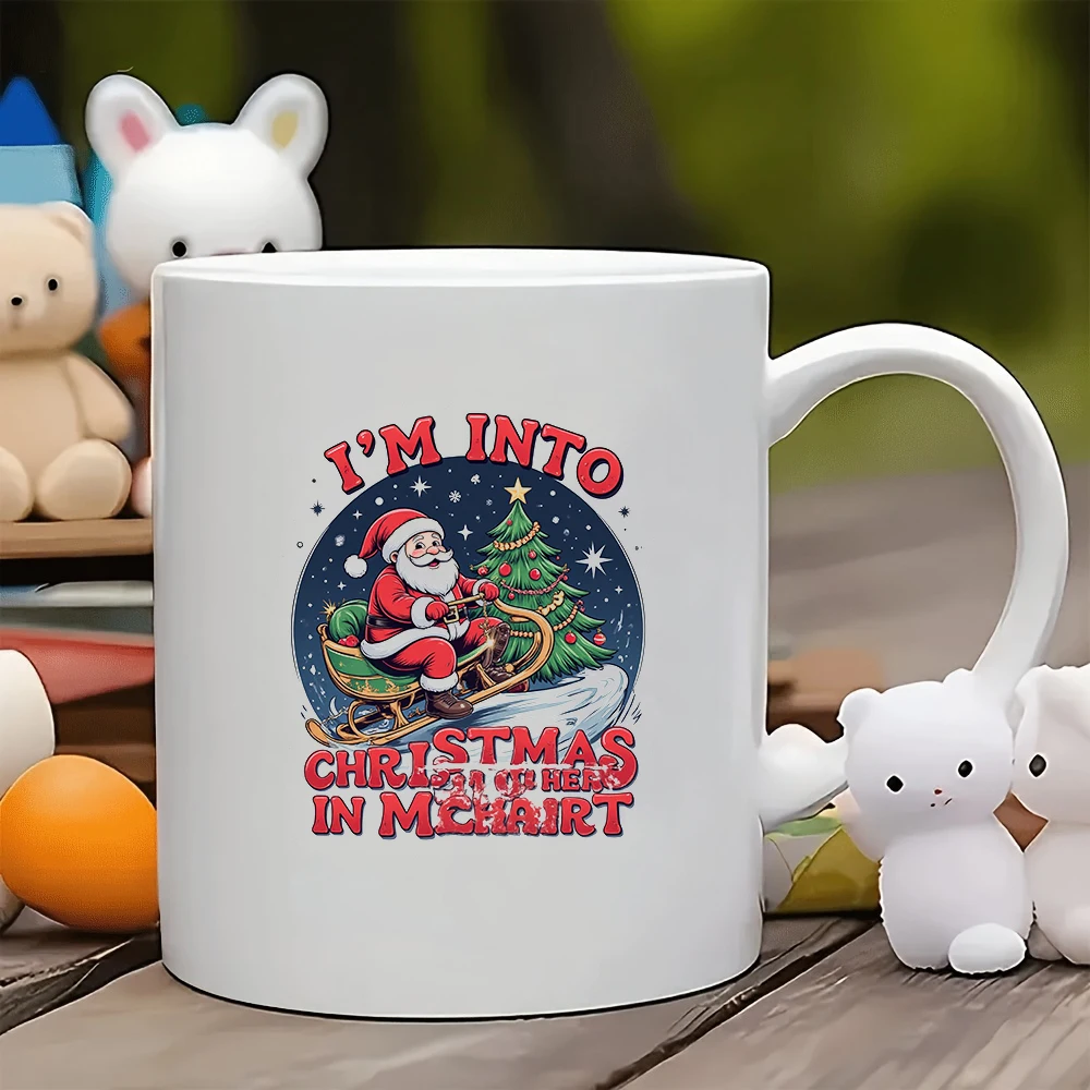 

11oz Cup +Cartoon Santa Claus Sledge Illustration + Kids Cup Family Office Coffee Cup Essential Christmas Gift