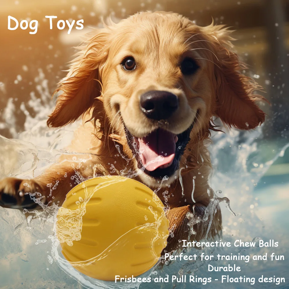 

Dog Toys- Interactive Chew Ball, Flying Disc & Tug Ring - Floating Design, Durable Material, Perfect for Training and Play