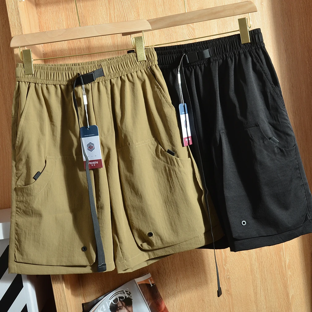 

Outdoor Men's Faion Pure Color Qui Dry Elastic Waist Five-Quarter orts Casual Pants Summer Sle Urban Trend