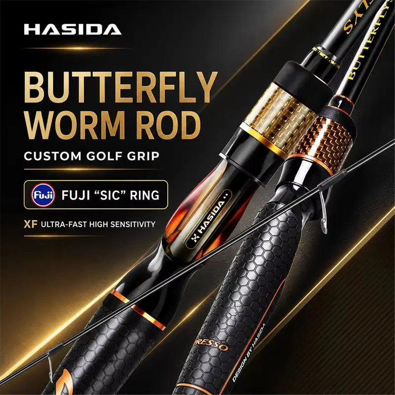 High Sensitivity Ultra Fast Action Lure Worm Rod Fuji Guide Long Cast Spinning Casting Fishing Rod HASIDA For Bass Mandarinfish