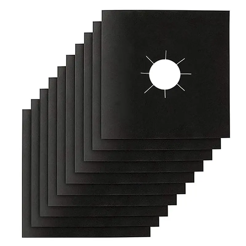 Limited Edition 10 Pcs Stove Burner Covers Thickness 0.2Mm, Square Stove Burner Liner Cover ,Keeps Stovetop Clean Easy Install