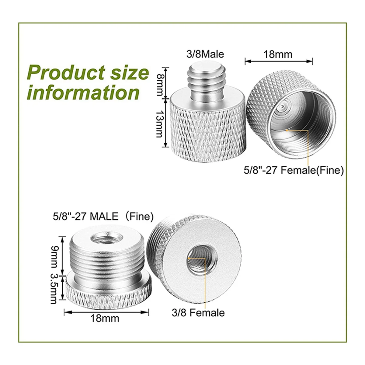 A14M 60 Pcs Mic Thread Adapter Set 5/8 Female to 3/8 Male and 3/8 Female to 5/8 Male Screw Adapter Thread