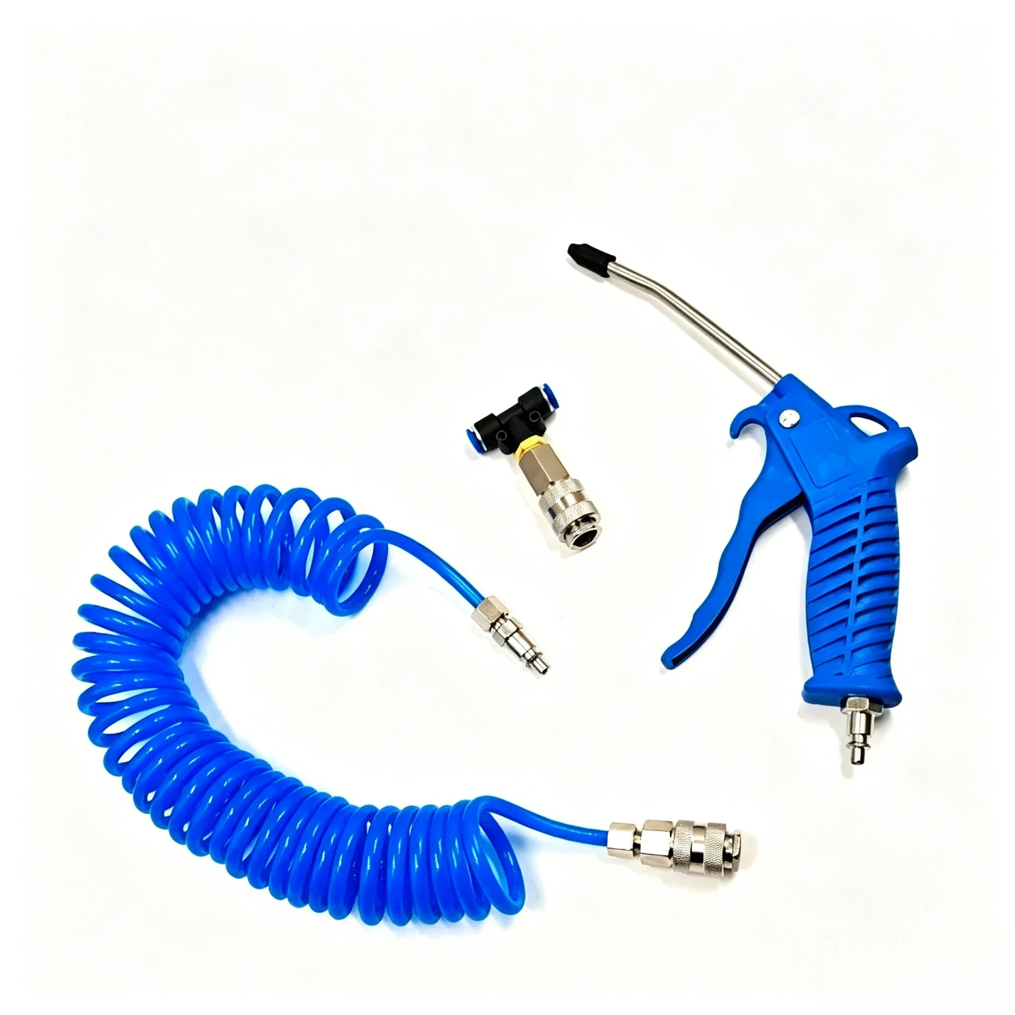 For Air Compressor 4x6mm Heavy Duty Air Dust Blow Gun Kit, 50cm Long Pneumatic Coiled TPU Hose Air Duster Gun Remover