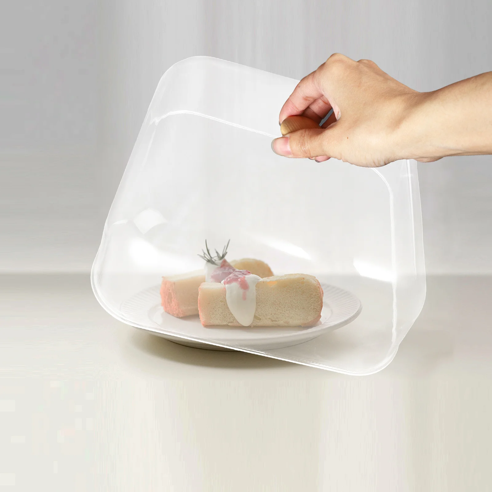 1pc ケーキドームカバー透明アクリルデザートディスプレイプロテクターパーティーフードフルーツプレート再利用可能なクリアスナックカップケーキ