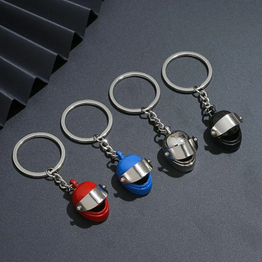 Creative Simulation Motorcycle Helmet keychains Exquisite Mini Stereo Cap Model Backpack Key Pendant For Men Gift