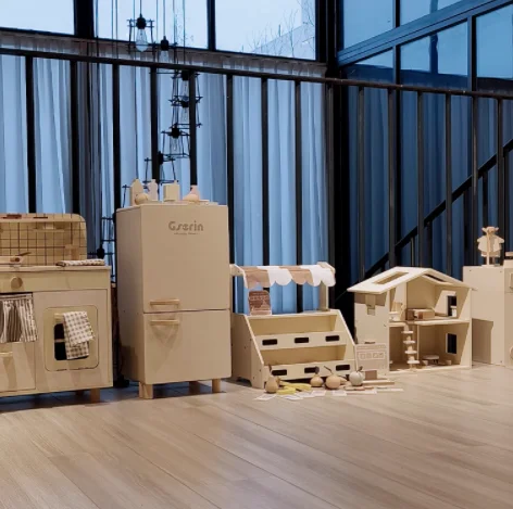 50 سنتيمتر عالية الجودة خشبية محاكاة الثلاجة الآيس كريم الحليب البيض عصير الفاكهة ملصق اللعب منزل اللعب التفاعلية طفلة هدية