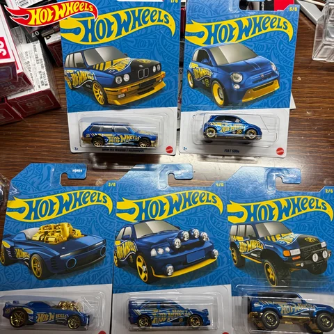 New Hot Wheels 58Th Anniversary Blue Gold Series HDH54 Alloy Die-cast Car Models Collectible For Fans Collection Halloween Gifts