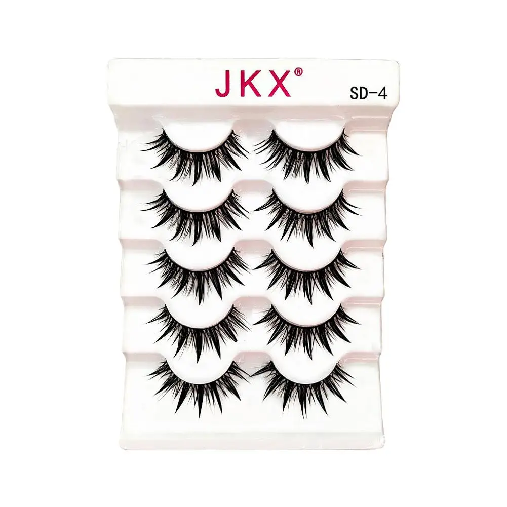 5 Pairs Wet Eyelashes 3D Faux Mink Eyelashes Thai Eyelashes Like Extension Fluffy Eyelash Long Makeup Look Eye Lashes Fake X0Z5