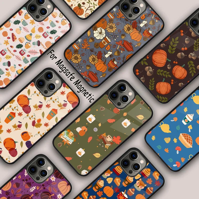 

Магнитный чехол для телефона Autumn Pumpkins для APPLE iPhone 17 Air 16 14 13 12 Pro Max 15 Plus с беспроводной зарядкой и чехлом MagSafe