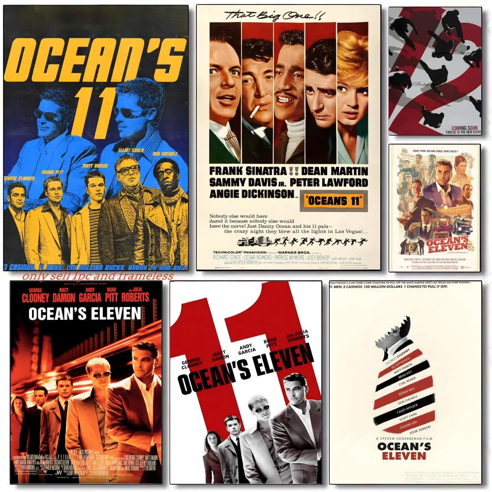 Classic Crime film O-Ocean's Eleven Poster Wall art poster paintings are suitable for clubs living rooms and bedroom