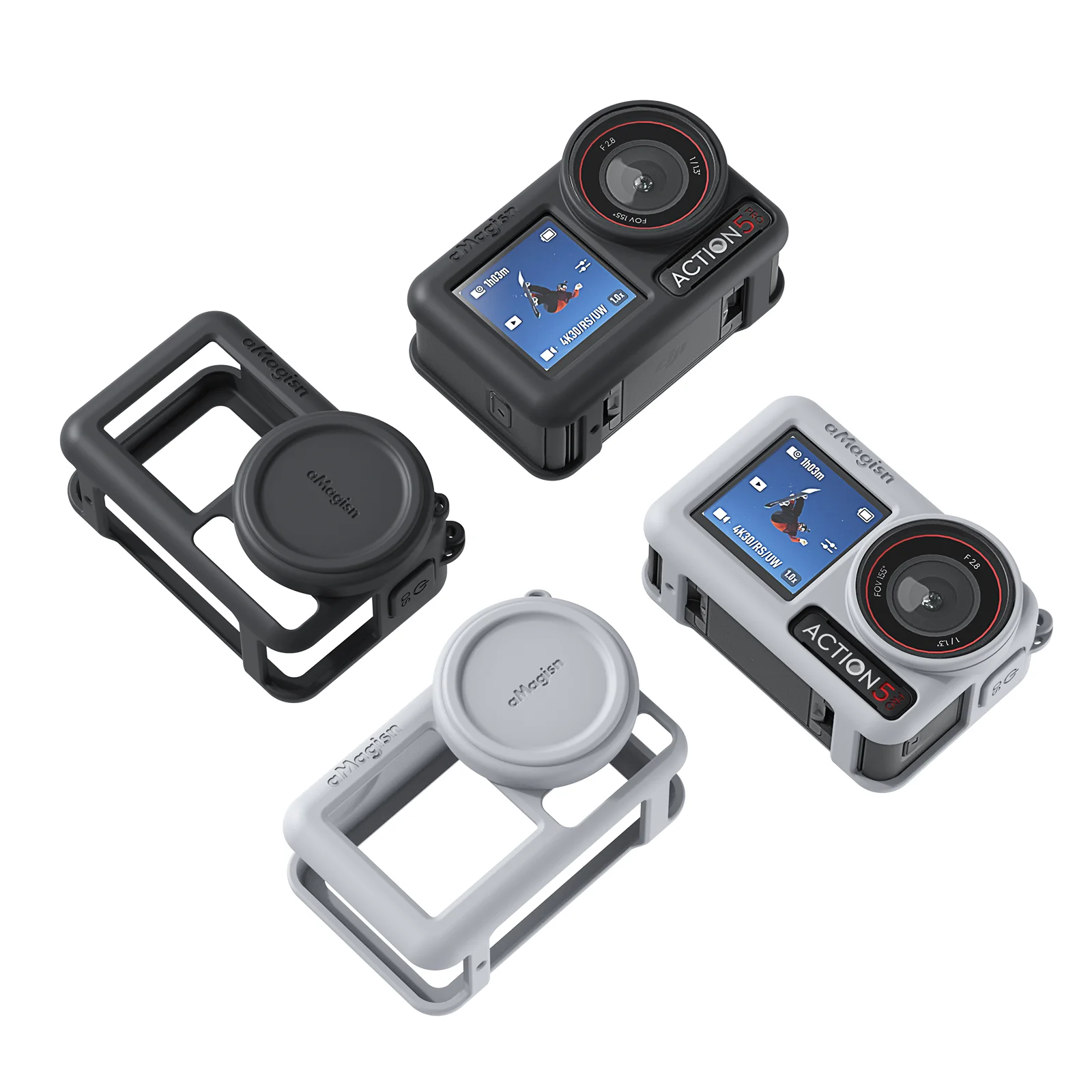 Funda protectora de silicona con cubierta de lente, cubierta de protección resistente a los arañazos para DJI Omso Action5Pro, accesorios de cámara