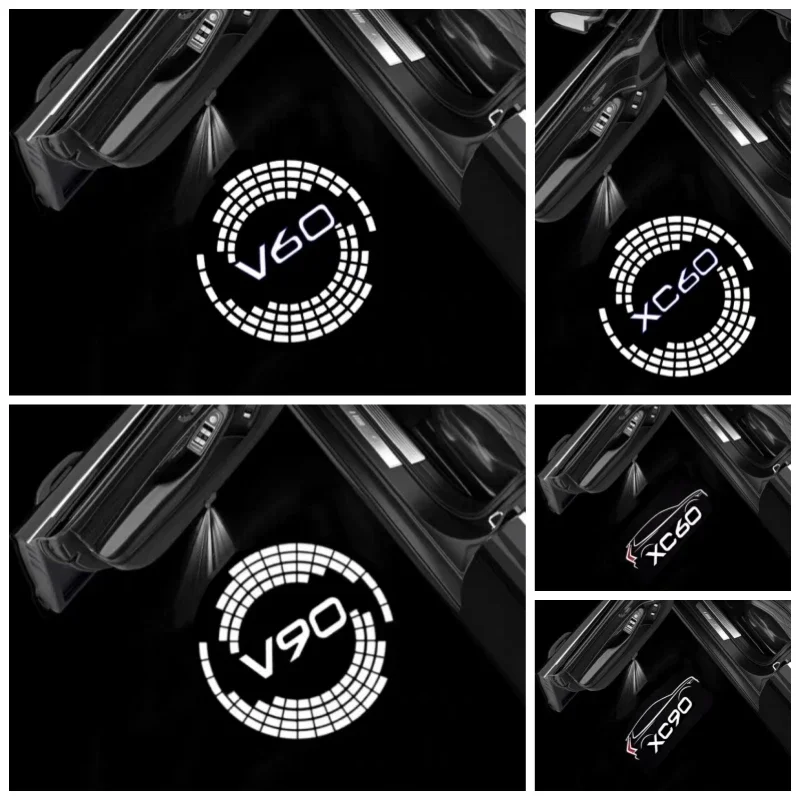 2PCS Car styling Door LED Decoration Wireless Welcome Light Logo For Volvo S80 S60 S90 S80L S60L V60 V40 V70 XC60 XC90 Car Goods