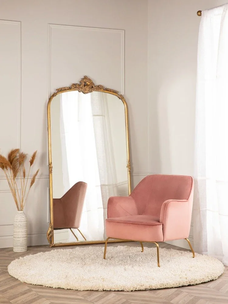 Premium Nordic wall mounted full body mirror, carved pattern fitting, floor large, dressing