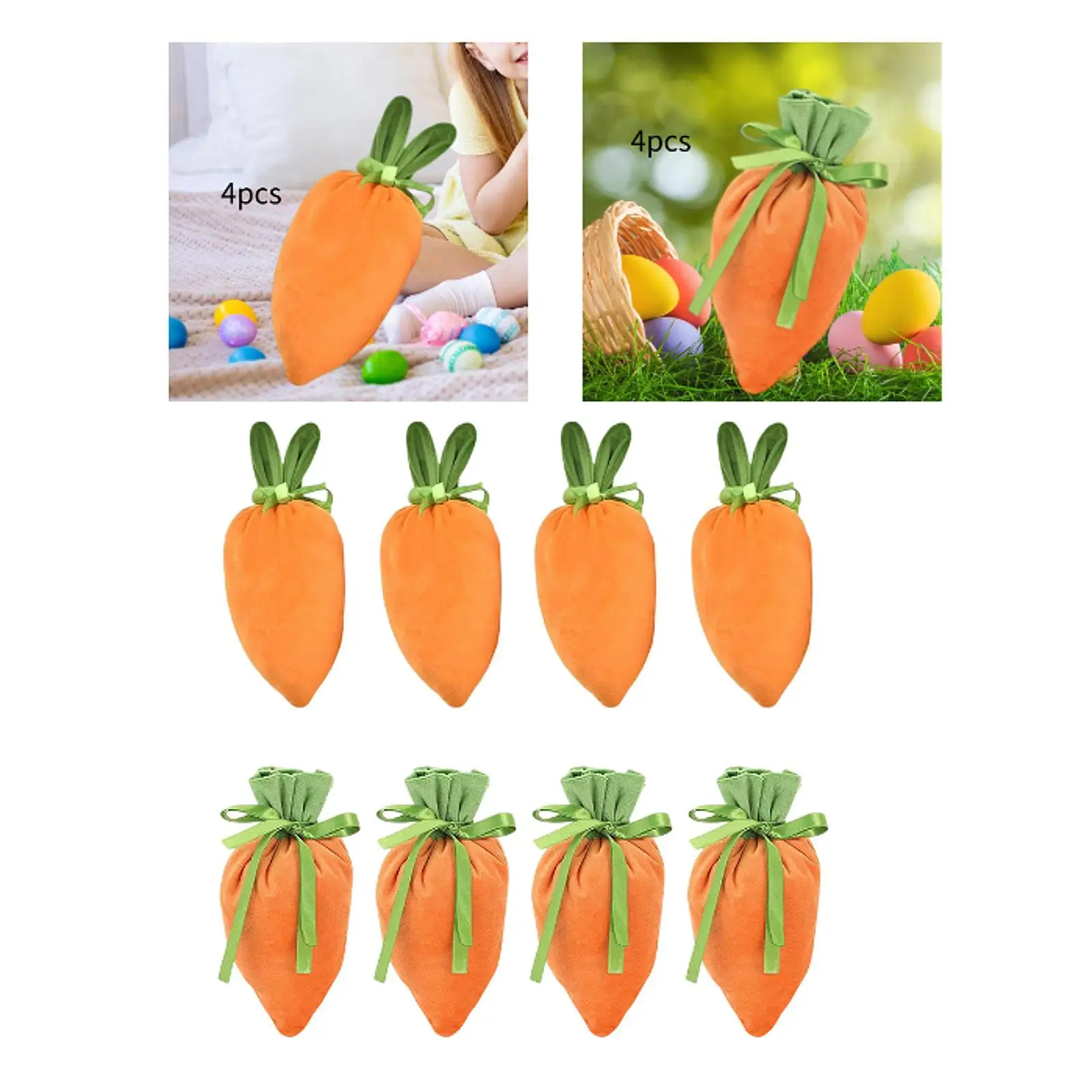 4 Pezzi Sacchetti Regalo Di Carota Di Pasqua Confezioni Decor Pouch Cartone Animato A Forma Di Carota Ornamento per Feste All'aperto Festival Anniversario