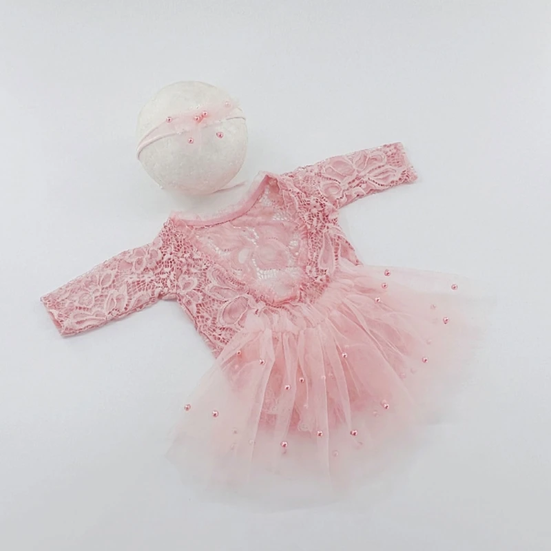 Photo  Props for Baby Girl 0-6M Infant Headdress & Tulle Tutu Jumpsuits Party Dress Photo Clothes Newborn Outfit