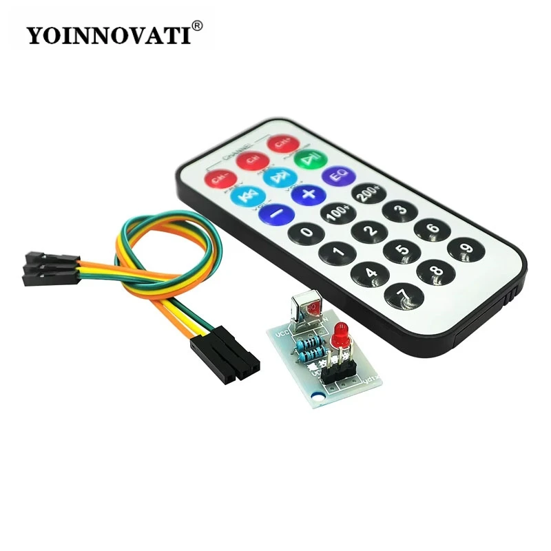 3-piece Set, Single-chip Infrared Remote Control Module + Receiver HX1838 + Coding Infrared Remote Control(Battery Not Included)