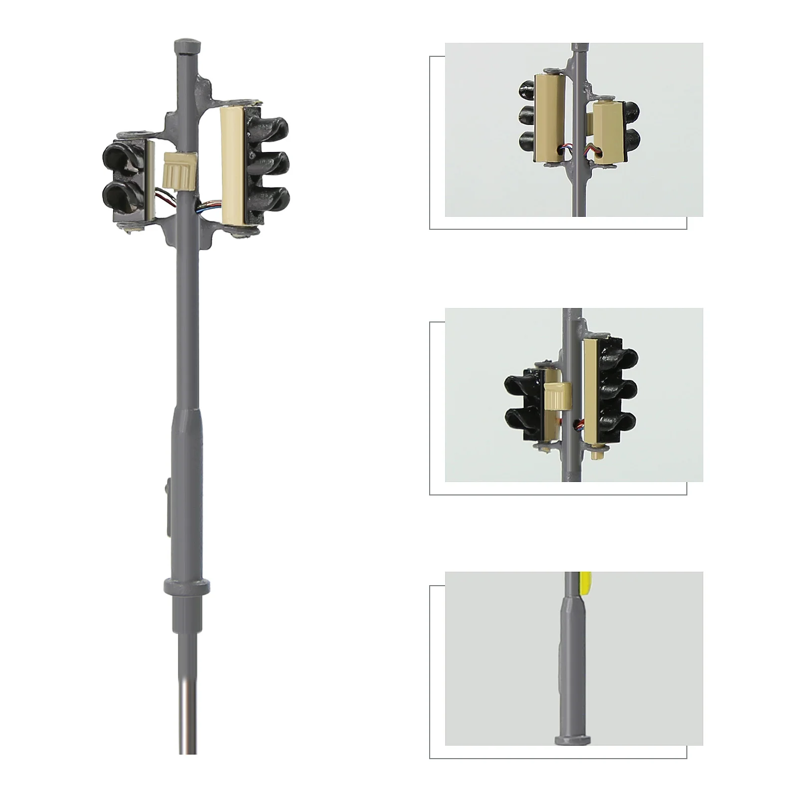 ไฟจราจรแบบจำลอง Evemodel 2 ชิ้น ขนาด HO และ N สีแดง เหลือง เขียว พร้อมสัญญาณหยุดสำหรับคนเดินเท้า แบบขวาหรือซ้าย