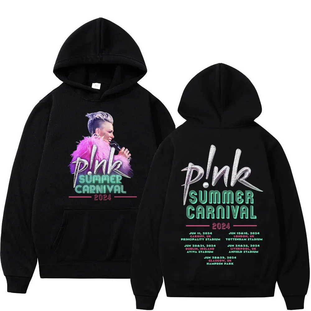 

P!nk Pink Summer Carnival 2024 Festival World Tour Print Hoodie Y2k Fashion Aesthetics Sweatshirt Men Women Casual Loose Hoodies