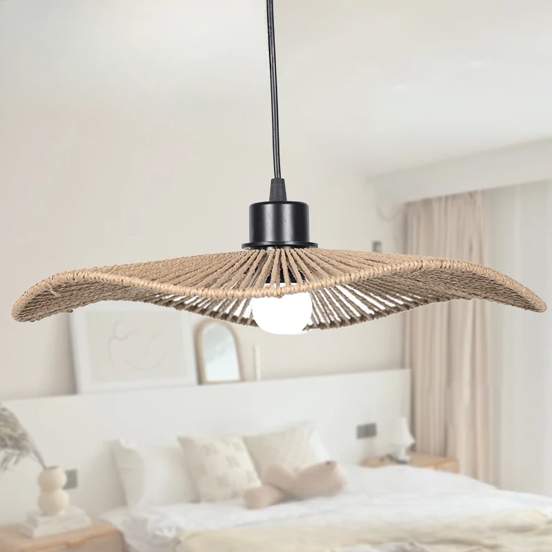 

SANDYHA Paper Rope Woven Pendant Light Living Room Chandelier Dining Table Lighting Bedroom Decoration Suspension Luminaire Lamp