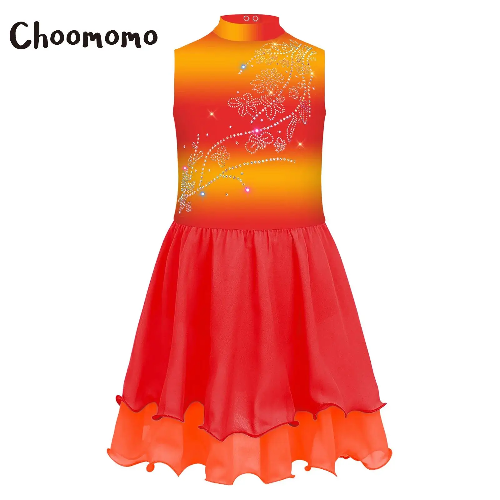 

Kids Girls Figure Skating Dance Dress Ballerina Performance Costume Sleeveless Gymnastics Leotard for Modern Contemporary Wear