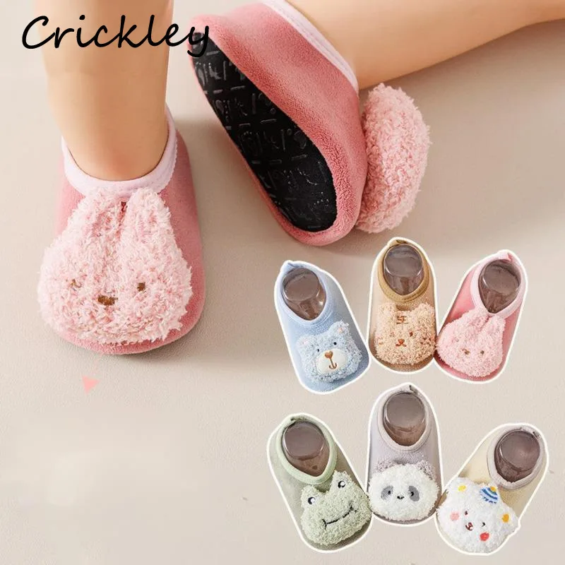 

Cartoon Fleece Baby Floor Socks Autumn Winter Panda Warm Boys Girls Slippers Anti Slip Toddler Children Socks First Walkers