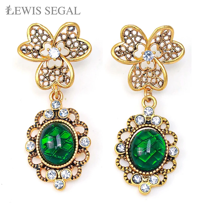 

Vintage Court Style Dangle Earrings Crystal Zircon Emerald Green Water Drop Earrings For Women Party Fine Jewelry