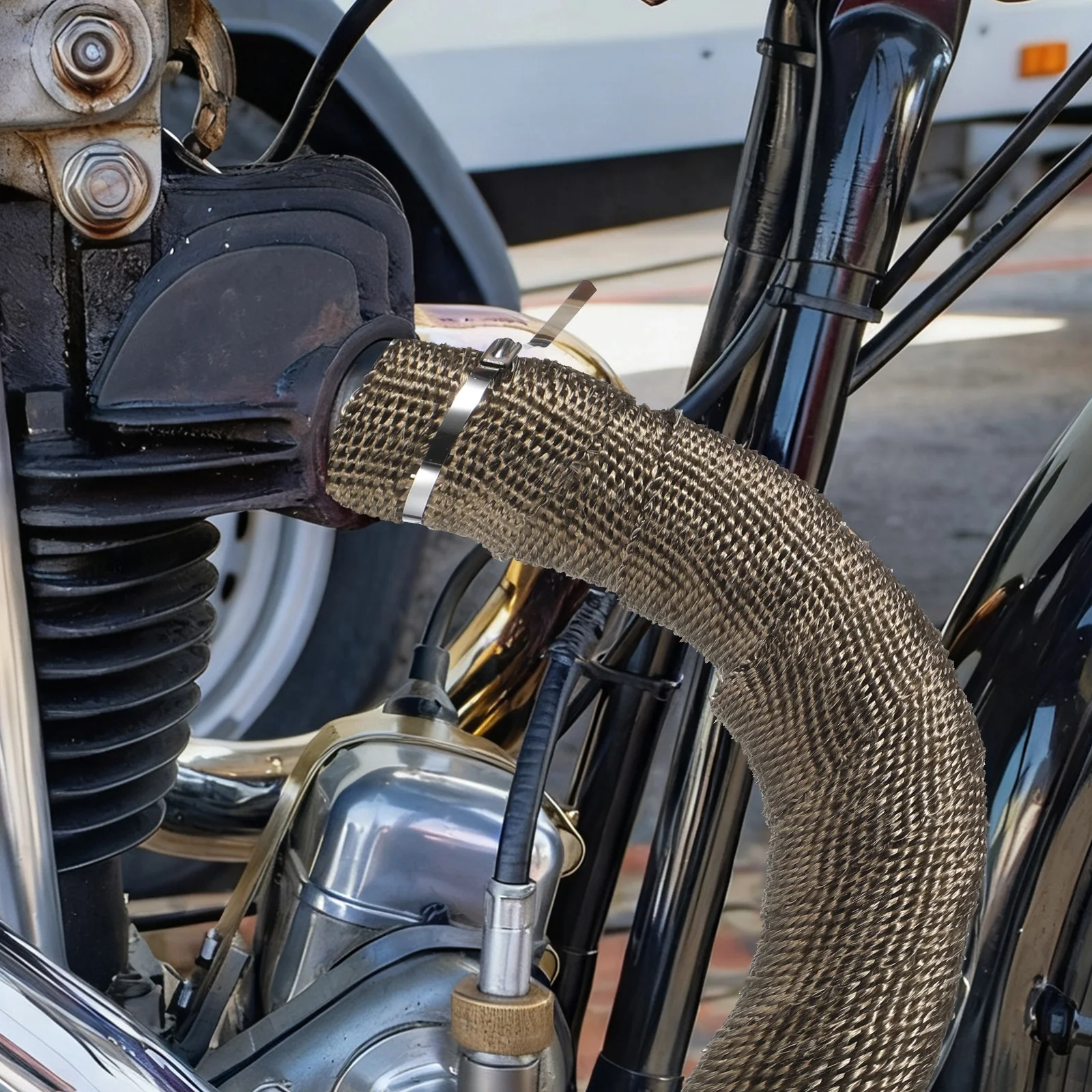 

6Pcs Exhaust Heat Wrap Roll 10M 1.5mm 50Mm Titanium Fiberglass for Motorcycle Header High Temperature Resistance Abrasion Oil