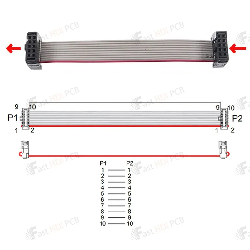 FC 시리즈 2.54mm 회색 리본 케이블 8/10/20/40/64 핀, JTAG, LCD 화면, 아두이노, 디버깅용 이중 행 사전 조립된 IDC 케이블