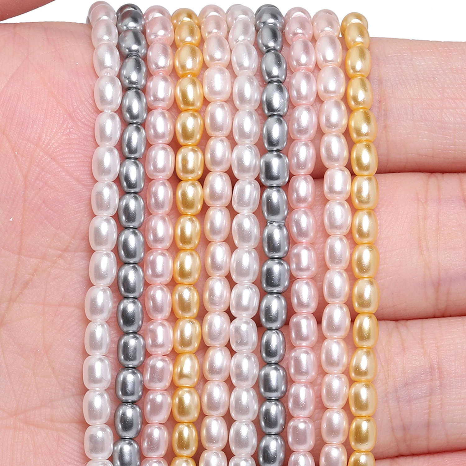 4x3mm Imitation Pearl Beads Rice Shape Glass Beads for Jewelry Making Diy Elegant Women Jhandicrafts Accessories