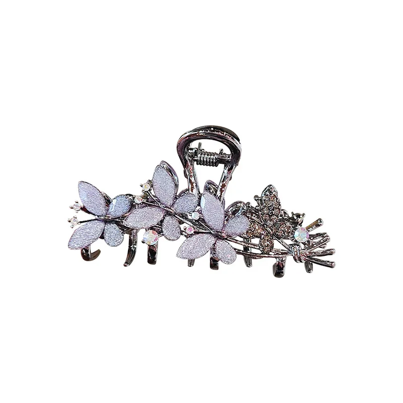 Feenhafte Strass-Schmetterlings-Haarspange, hochwertige Damen-Haarspange für den Hinterkopf, halbgebundener Haargriff, mittelgroßer Haarschmuck im koreanischen Stil – Detail 5