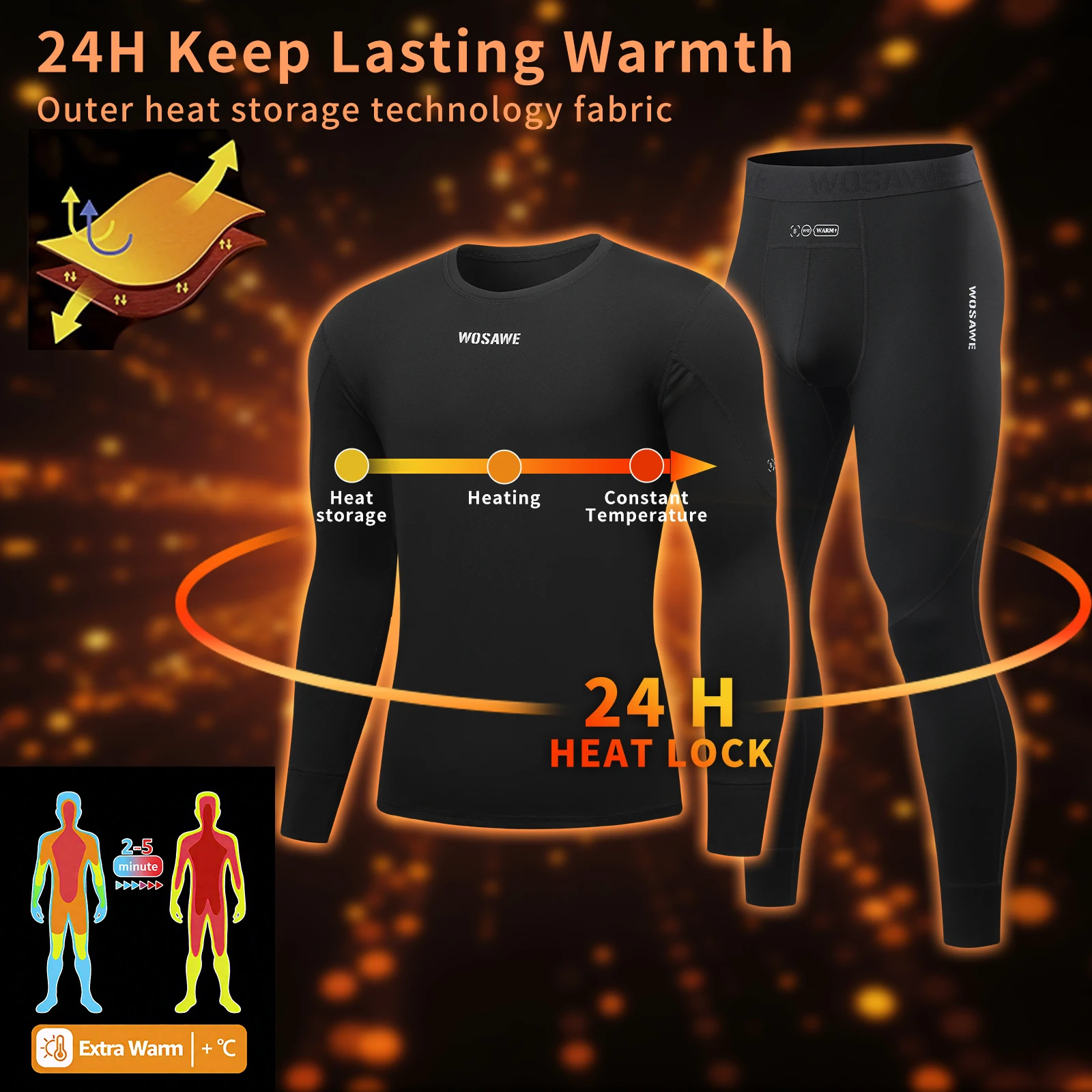 WOSAWE Motorcycle Base Layers Lining Men Warm Sweat Absorb Fast Drying Stylish Slim Sweatshirt Motorcycle Equipment