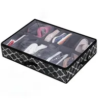 1 Piece Under Bed Shoe Storage Organizer, can accommodate 12 to 16 pairs of shoes, with transparent window, breathable, foldable