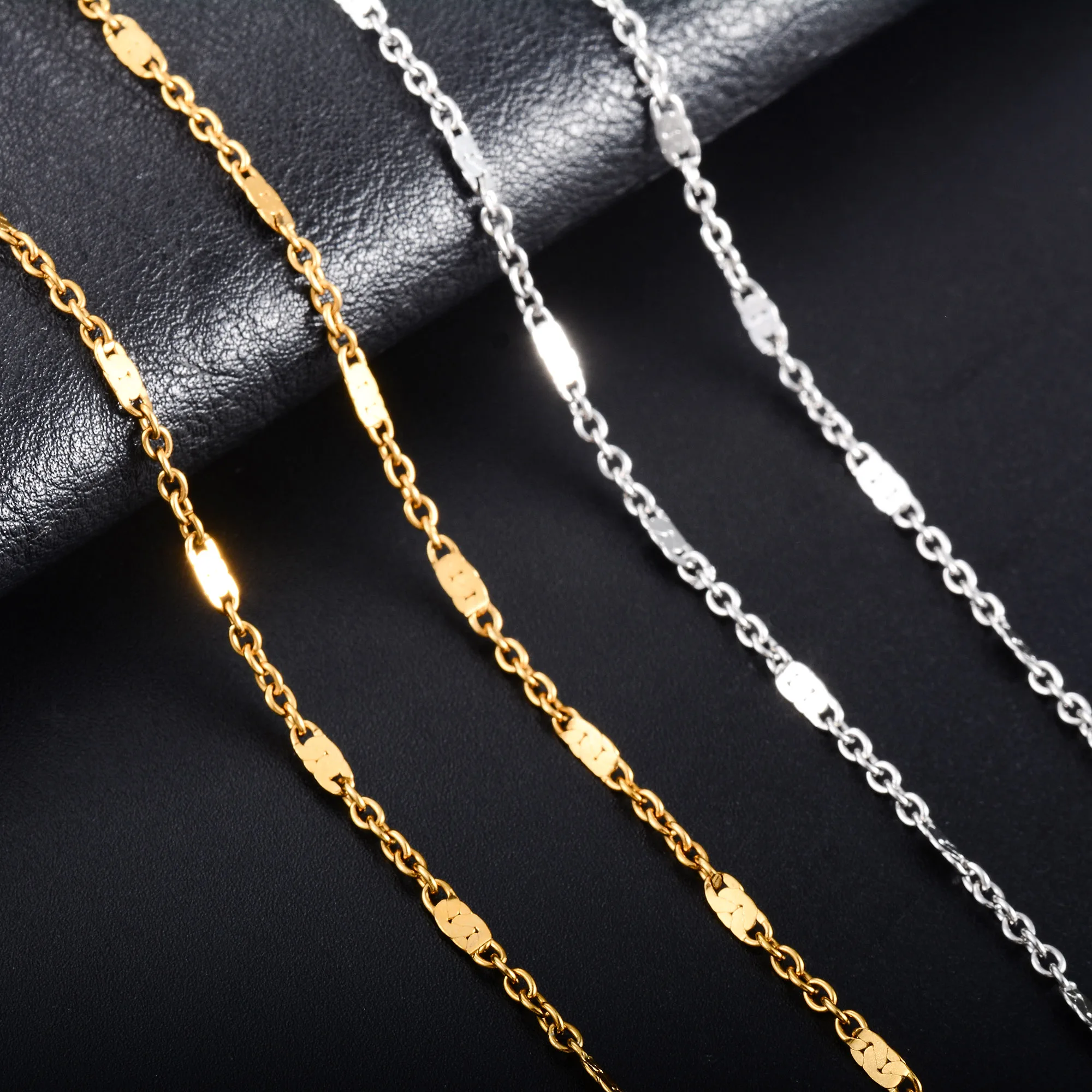 2mm Wide Stainless Steel Rolo Polish O Chain Neck Necklace for Women Men Metal Choker Silver/Gold Color Jewelry Accessories Gift