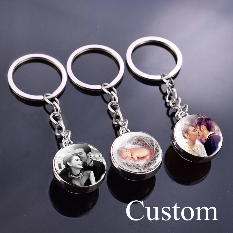 Personalized Keychain Custom Luminous Logo Gall Ball Keychain Keyring Purse Charm Christmas Gifts Can Glow In The Dark