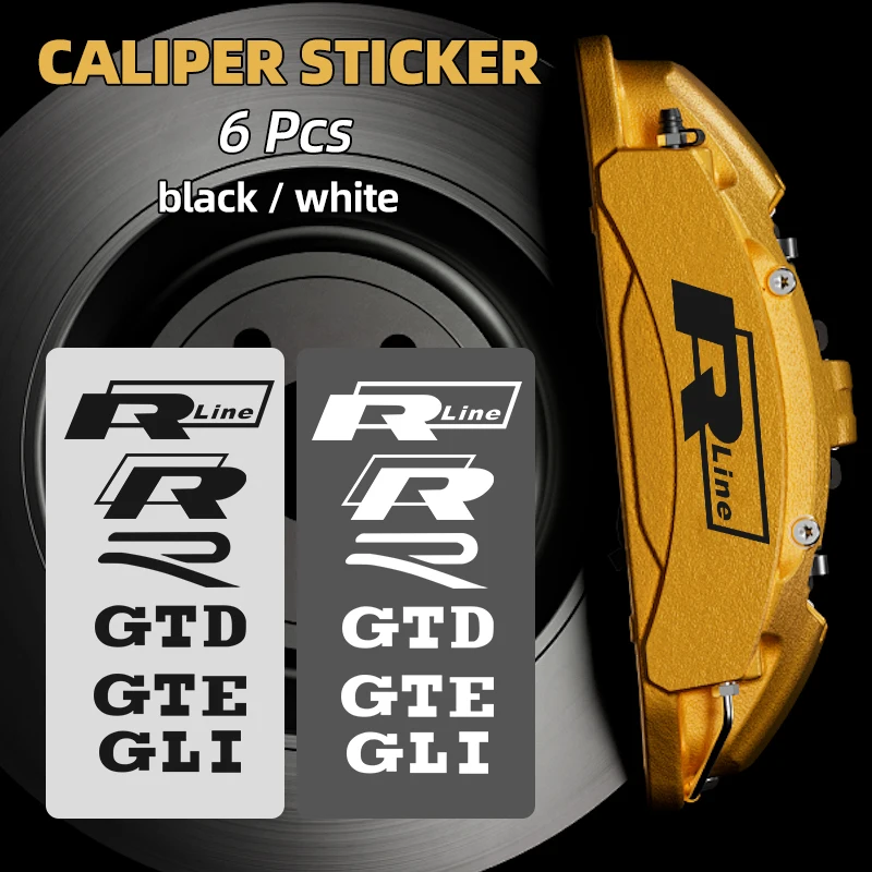 

1set Car Brake Caliper Graphic Stickers Racing Tuning Hi-Temp Decals for Volkswagen VW R Line GOLF 3 Polo Jetta Passat GTI Bora