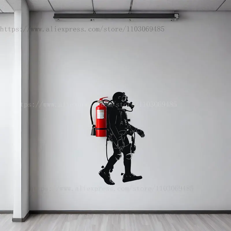 Scuba Diver Wall Sticker Creative Design Down Diving Happy Diver Art Office Home Decoration Mural Decor Q062