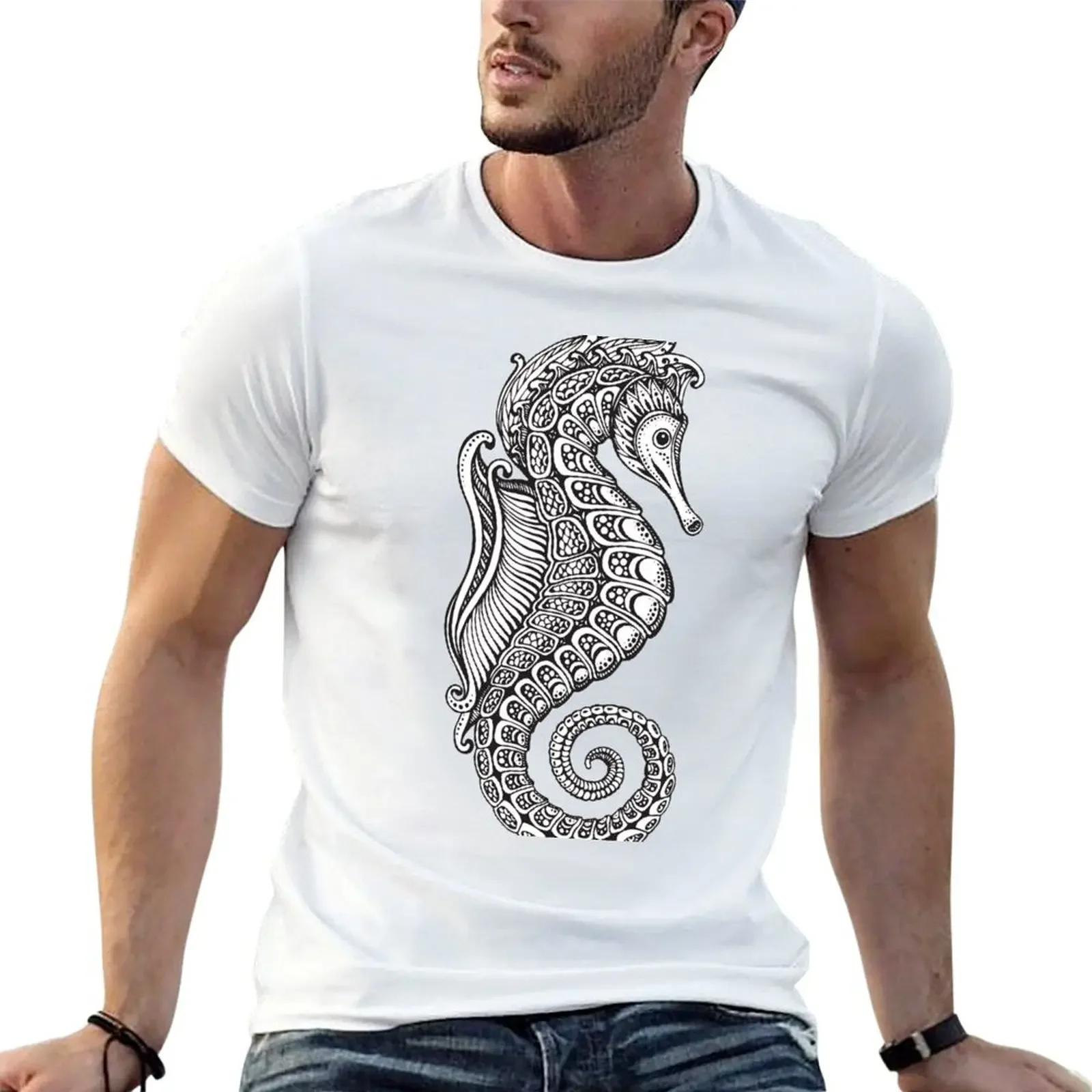 

Seahorse Zentangle Design T-Shirt tops shirts graphic affliction shirts customizeds funny t shirts for men