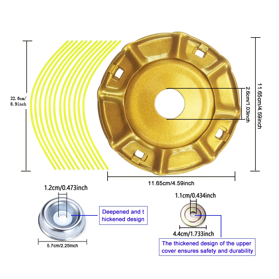 رأس تشذيب القرص MICROGUO مع فتحة تركيب M1 بوصة، مع غطاء واقي، 12 حبل، خفيف الوزن وقوي، أداء مستقر #3