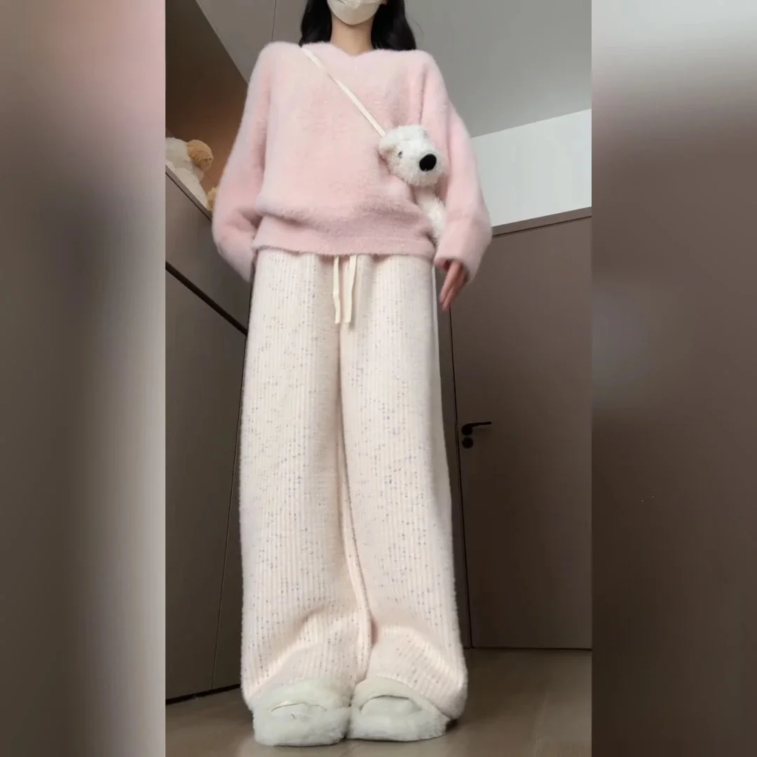 بنطال ذو قصة أرجل واسعة برباط للمرأة ربيعي شيفون مطوي فلوي الترفيه محب Femininas خفيف الوزن متجدد للتنفس مريح #3