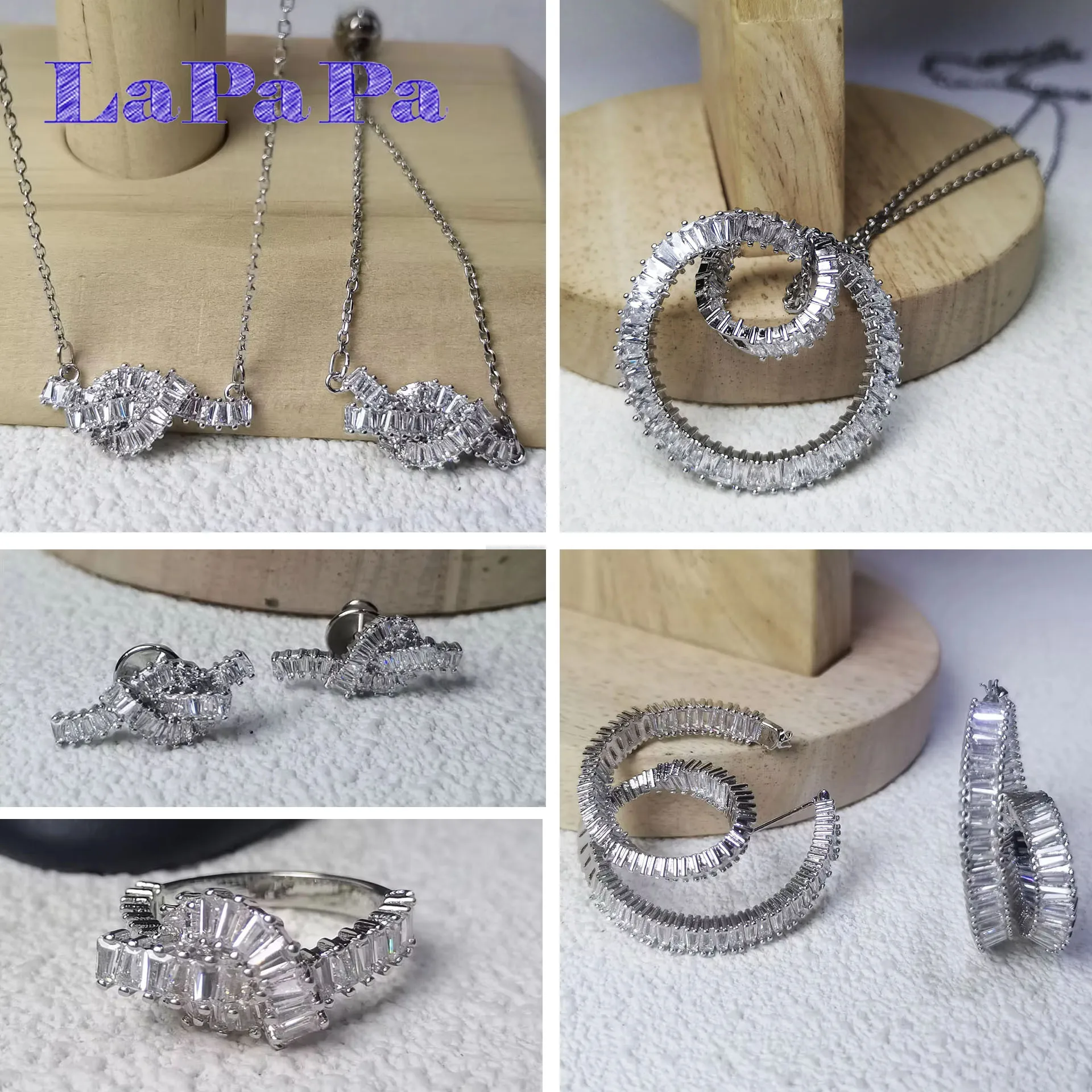 

New Fashion Twisted Stainless Steel Boutique Jewelry Set Original Geometric Necklace Earrings Bracelet for Women Wedding Gift